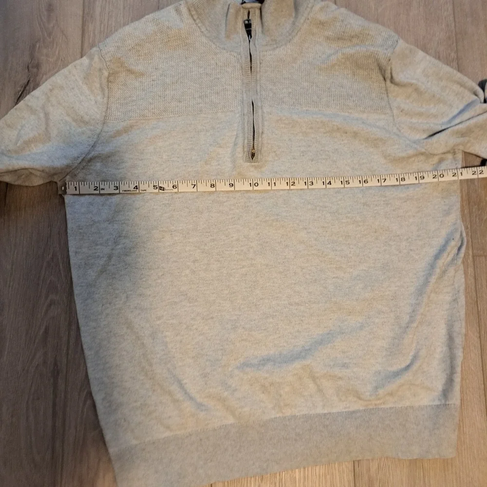 Banana Republic Pima Cotton Cashmere 1/4 Zip Sweater‎ Mens Size L Light Gray